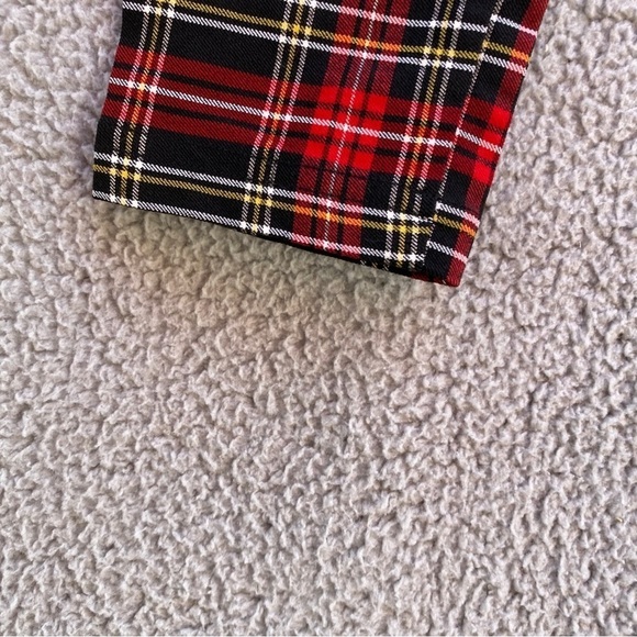 ZARA Tartan Plaid Pant Leggings Front Zip Elastic Waist Sz S - Picture 4 of 10